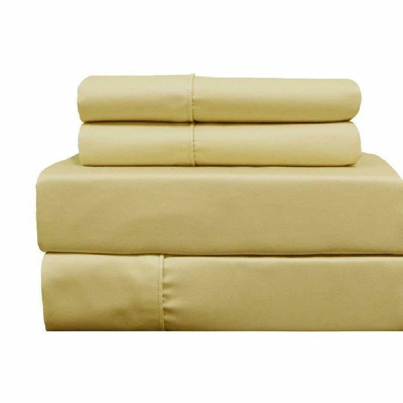 Thermal - Regulating Bamboo Sheets for All - Season Comfort400 Thread Count Linens 4-Piece Set 100% Cotton Queen Bed Sheet Gold