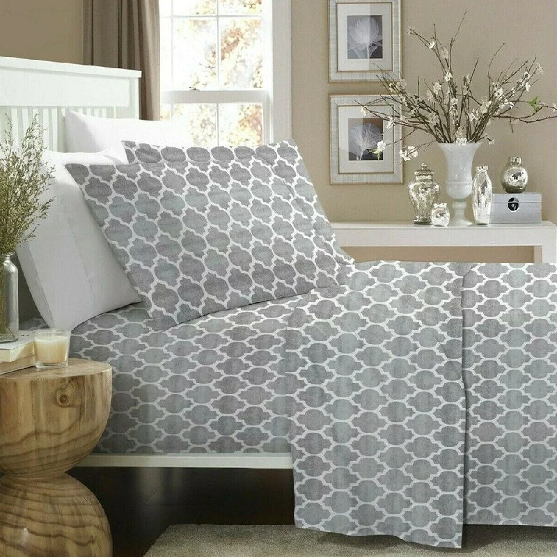 Flat Sheets with a High - Quality Finish for a Luxurious Look1200 Thread Count 6 Piece 100% Cotton Sheet Twin White Grey Trellis Flat Sheets with a High - Quality Finish for a Luxurious Look1200 Thread Count 6 Piece 100% Cotton Sheet Twin White Grey Trellis