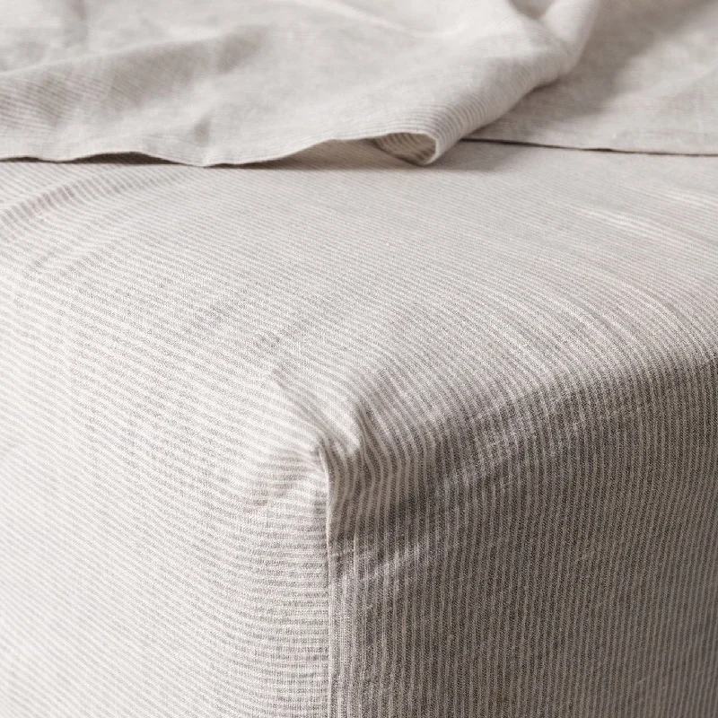 Fitted Sheets with Reinforced Corners for Long - Lasting UsePinstripe Linen Fitted Sheet Set (3 pcs) Fitted Sheets with Reinforced Corners for Long - Lasting UsePinstripe Linen Fitted Sheet Set (3 pcs)