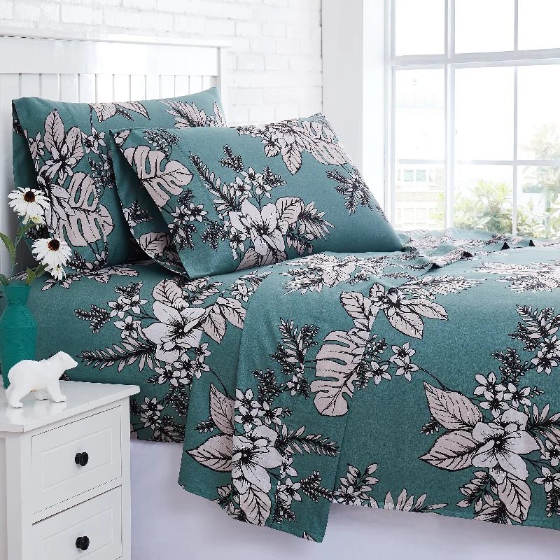 Rayon - Cotton Sheets for a Breathable and Soft BlendFlora Cotton Sateen Extra Deep Pocket 4-piece Bed Sheet Set Rayon - Cotton Sheets for a Breathable and Soft BlendFlora Cotton Sateen Extra Deep Pocket 4-piece Bed Sheet Set