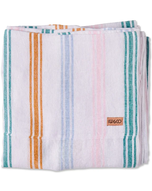 Sheet Sets with Multiple Pillowcase OptionsSiesta Stripe Linen Flat Sheet