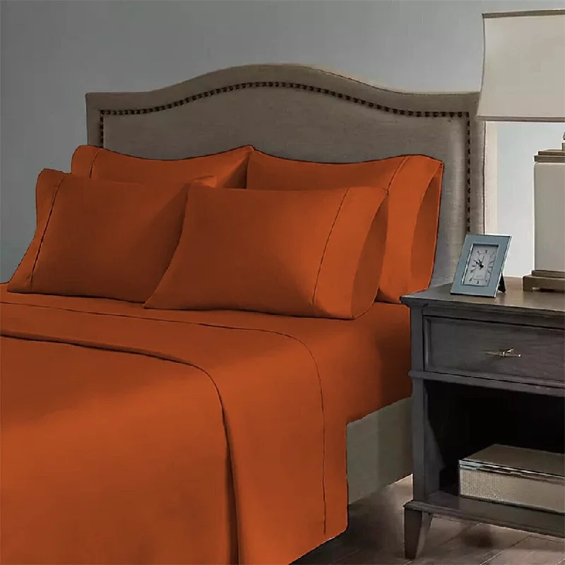 Rayon - Cotton Sheets for a Breathable and Soft Blend2200 Count 6 Pc Premium Bamboo Deep Pocket King Sheet Autumn Orange Rayon - Cotton Sheets for a Breathable and Soft Blend2200 Count 6 Pc Premium Bamboo Deep Pocket King Sheet Autumn Orange