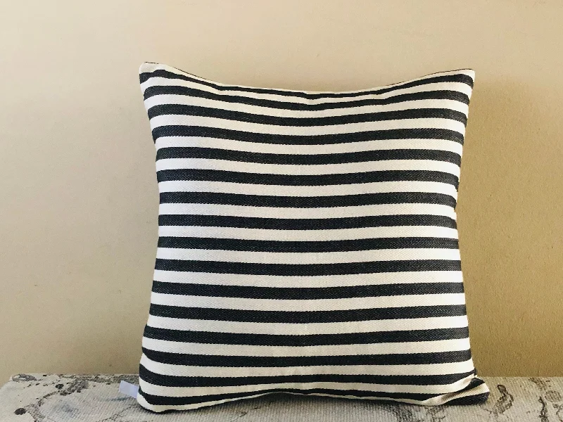 Round Pillows for Boho-Style InteriorsTicking Black & Ivory Pillow, Farmhouse Pillow Cover 18x18 Round Pillows for Boho-Style InteriorsTicking Black & Ivory Pillow, Farmhouse Pillow Cover 18x18