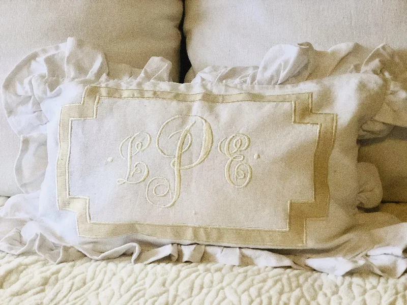 Down Alternative Pillows for Ethical ChoicesVintage White Lumbar Ruffle Pillow Covers, Ruffle Lumbar Monogram Throw Pillow Covers Down Alternative Pillows for Ethical ChoicesVintage White Lumbar Ruffle Pillow Covers, Ruffle Lumbar Monogram Throw Pillow Covers