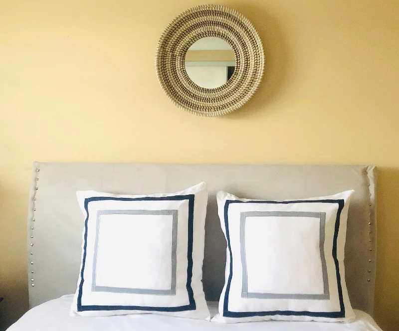 Cooling Pillows for Hot SleepersPersonalized White Gray Euro Pillows, Framed Pillow Covers, Designer Bedroom Decor by Snazzy Living Cooling Pillows for Hot SleepersPersonalized White Gray Euro Pillows, Framed Pillow Covers, Designer Bedroom Decor by Snazzy Living