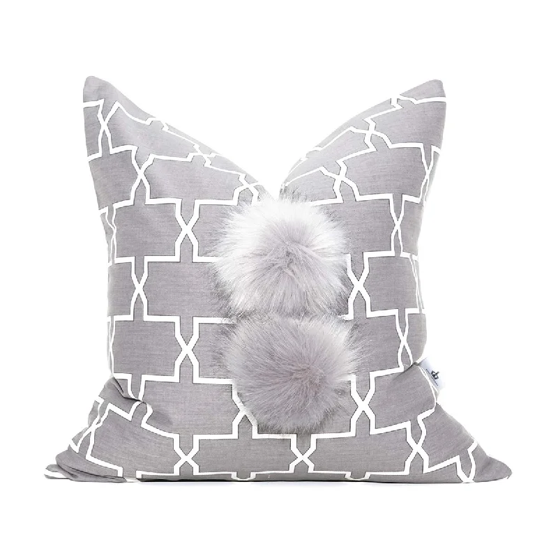 Decorative Pillows for Living Room MakeoverGrey Trellis Signature pom pillows™ 20" x 20" Decorative Pillows for Living Room MakeoverGrey Trellis Signature pom pillows™ 20" x 20"