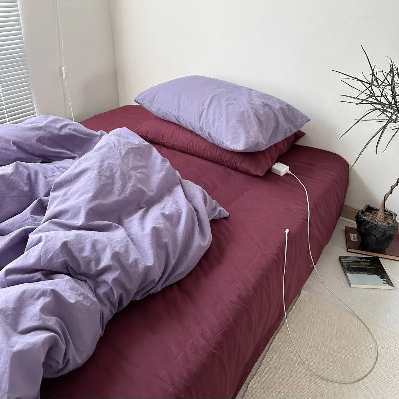 Twin - Size Sheet Sets with a Pillow ProtectorBerry Purple Bed Sheet