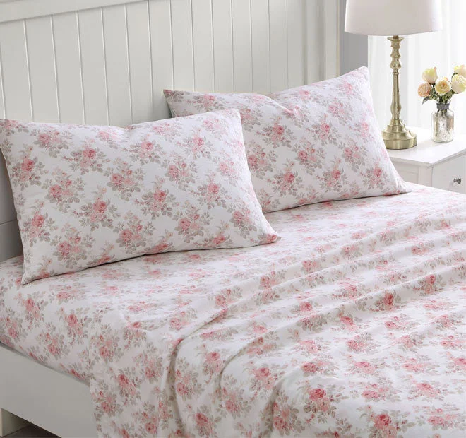 Flat Sheets with a High - Quality Finish for a Luxurious LookLisalee Printed Flannelette Cotton Sheet Set Range Pink Flat Sheets with a High - Quality Finish for a Luxurious LookLisalee Printed Flannelette Cotton Sheet Set Range Pink