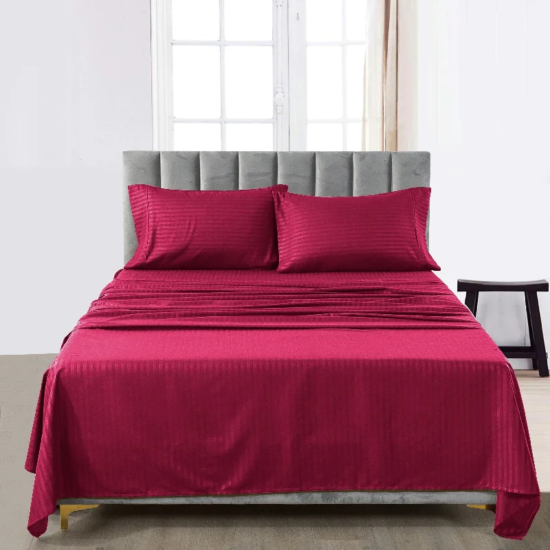 King - Size Sheet Sets with a Decorative Pillow SetBed Sheet Set Striped 4 Piece Ultra Soft Deep Pocket Microfiber Sheets King - Size Sheet Sets with a Decorative Pillow SetBed Sheet Set Striped 4 Piece Ultra Soft Deep Pocket Microfiber Sheets