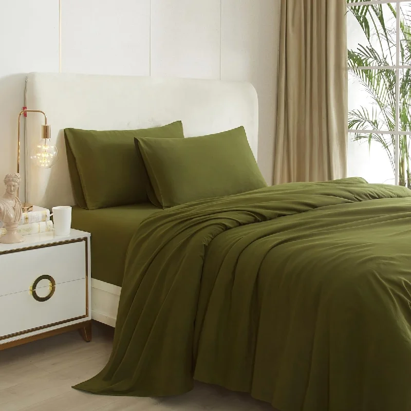 Thermal - Regulating Bamboo Sheets for All - Season ComfortOlive Green Twin Sheets Set 3 Piece Cooling Bed Sheets,Hotel Luxury Fitted Sheet SetSuper Soft Sheet Deep Pocket 16 Inch Thermal - Regulating Bamboo Sheets for All - Season ComfortOlive Green Twin Sheets Set 3 Piece Cooling Bed Sheets,Hotel Luxury Fitted Sheet SetSuper Soft Sheet Deep Pocket 16 Inch