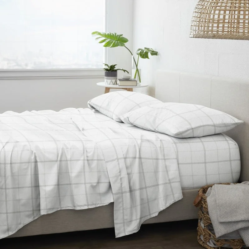 Fitted Sheets with Reinforced Corners for Long - Lasting UseBecky Cameron Premium Checkered 4 Piece Flannel Bed Sheet Set Fitted Sheets with Reinforced Corners for Long - Lasting UseBecky Cameron Premium Checkered 4 Piece Flannel Bed Sheet Set