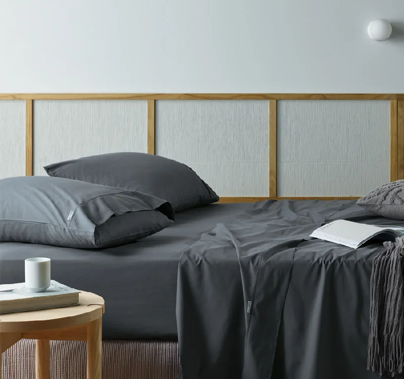 Twin - Size Sheet Sets with a Pillow ProtectorNatural Sleep Recycled Cotton and Bamboo Sheet Set Range Charcoal Twin - Size Sheet Sets with a Pillow ProtectorNatural Sleep Recycled Cotton and Bamboo Sheet Set Range Charcoal