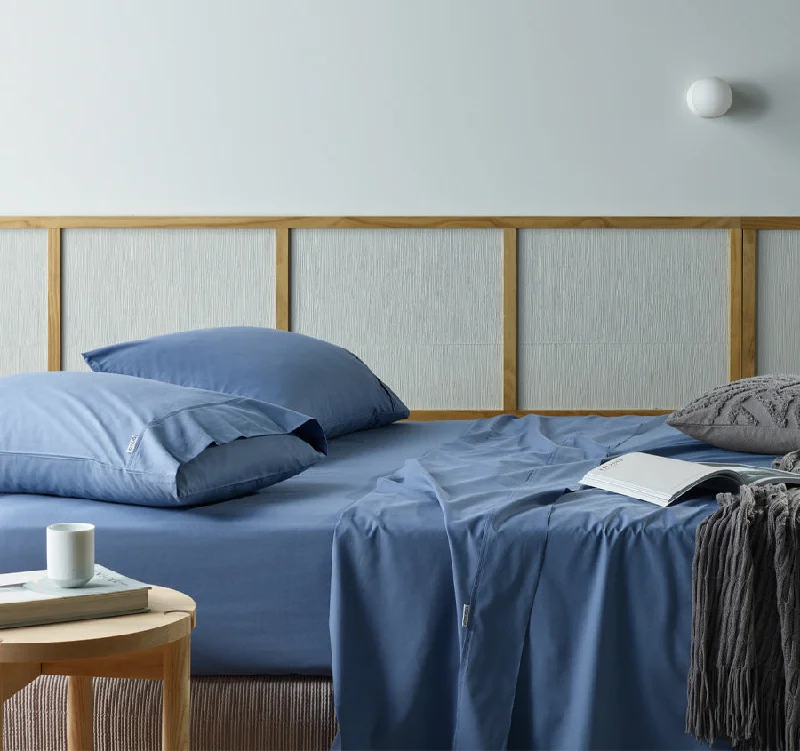Thermal - Regulating Bamboo Sheets for All - Season ComfortNatural Sleep Recycled Cotton and Bamboo Sheet Set Range Blue Thermal - Regulating Bamboo Sheets for All - Season ComfortNatural Sleep Recycled Cotton and Bamboo Sheet Set Range Blue