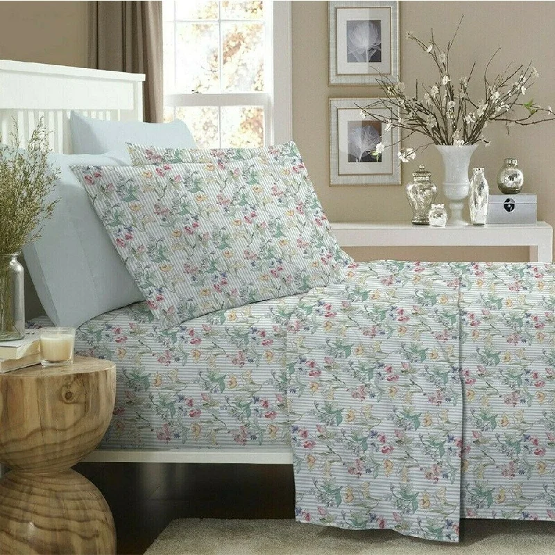 Quilted Cotton Sheets for a Warm and Inviting Bed1200 Thread Count 6 Piece 100% Cotton Sheet Queen Silver Stripe Floral Quilted Cotton Sheets for a Warm and Inviting Bed1200 Thread Count 6 Piece 100% Cotton Sheet Queen Silver Stripe Floral
