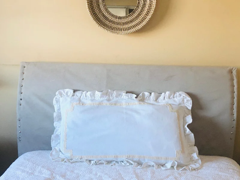 Round Pillows for Boho-Style InteriorsVintage White Lumbar Ruffle Pillow Covers, Ruffle Lumbar Monogram Throw Pillow Covers Round Pillows for Boho-Style InteriorsVintage White Lumbar Ruffle Pillow Covers, Ruffle Lumbar Monogram Throw Pillow Covers