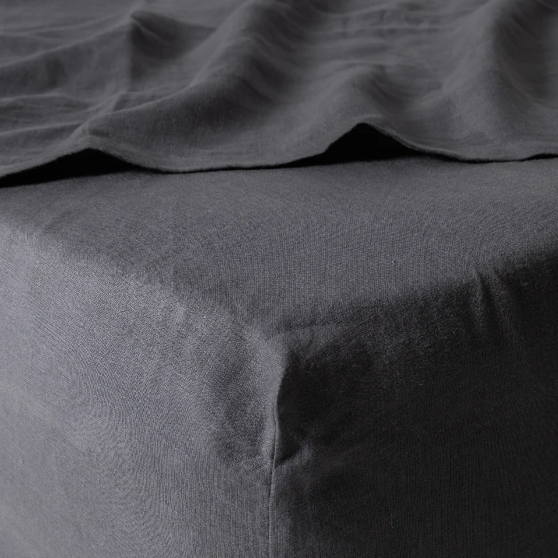 Flat Sheets with a High - Quality Finish for a Luxurious LookCharcoal Linen Fitted Sheet Set (3 pcs) Flat Sheets with a High - Quality Finish for a Luxurious LookCharcoal Linen Fitted Sheet Set (3 pcs)