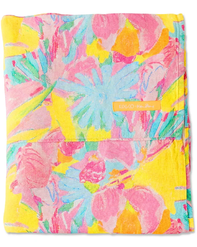 Wrinkle - Free Polyester Sheets for a Low - Maintenance BedKip&Co x Ken Done Pastel Blooms Linen Flat Sheet Wrinkle - Free Polyester Sheets for a Low - Maintenance BedKip&Co x Ken Done Pastel Blooms Linen Flat Sheet