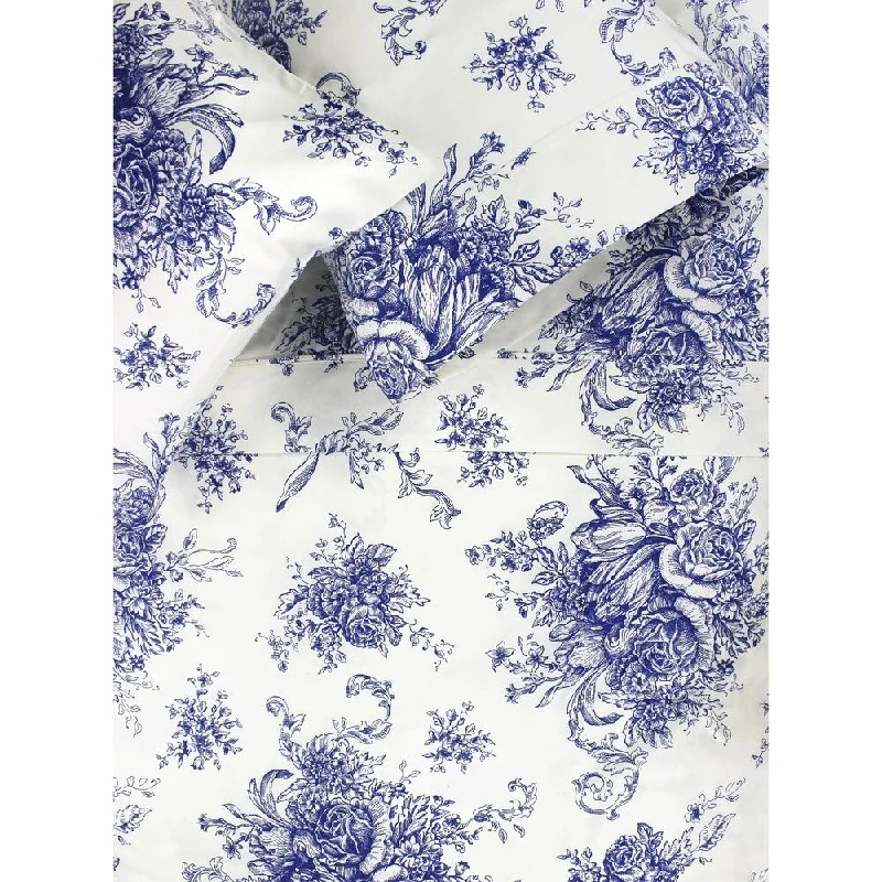 Thermal - Regulating Bamboo Sheets for All - Season ComfortPrinted Design Cotton Collection 400 Thread Count Navy Toile Sheet Set Thermal - Regulating Bamboo Sheets for All - Season ComfortPrinted Design Cotton Collection 400 Thread Count Navy Toile Sheet Set