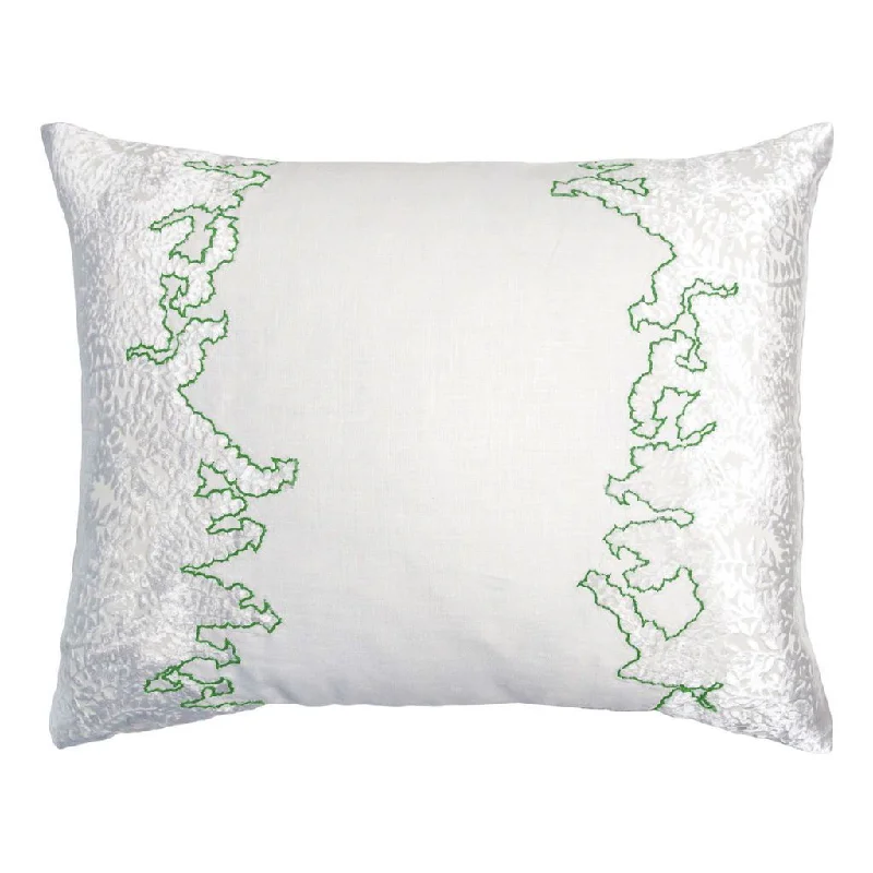 Round Pillows for Boho-Style InteriorsWhite & Grass Ferns Embroidered Velvet Appliqué Pillow Round Pillows for Boho-Style InteriorsWhite & Grass Ferns Embroidered Velvet Appliqué Pillow
