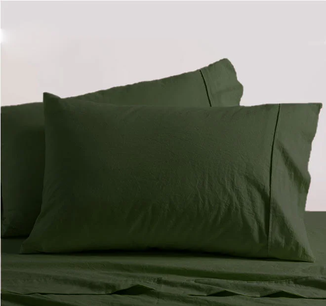 Queen - Size Sheet Sets with a European Pillowcase SetWashed Cotton Sheet Set Range Olive Queen - Size Sheet Sets with a European Pillowcase SetWashed Cotton Sheet Set Range Olive