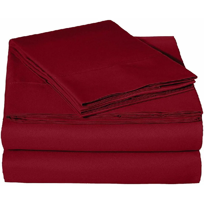 King - Size Sheet Sets with a Decorative Pillow Set400 Thread Count Linens 4-Piece Set 100% Cotton Twin Bed Sheet Burgundy King - Size Sheet Sets with a Decorative Pillow Set400 Thread Count Linens 4-Piece Set 100% Cotton Twin Bed Sheet Burgundy