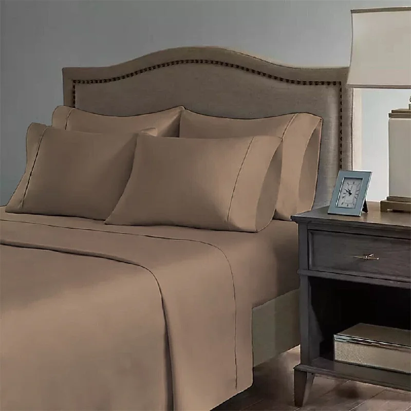 Flat Sheets with a High - Quality Finish for a Luxurious Look2200 Count 6 Pc Premium Bamboo Deep Pocket King Sheet Taupe Flat Sheets with a High - Quality Finish for a Luxurious Look2200 Count 6 Pc Premium Bamboo Deep Pocket King Sheet Taupe