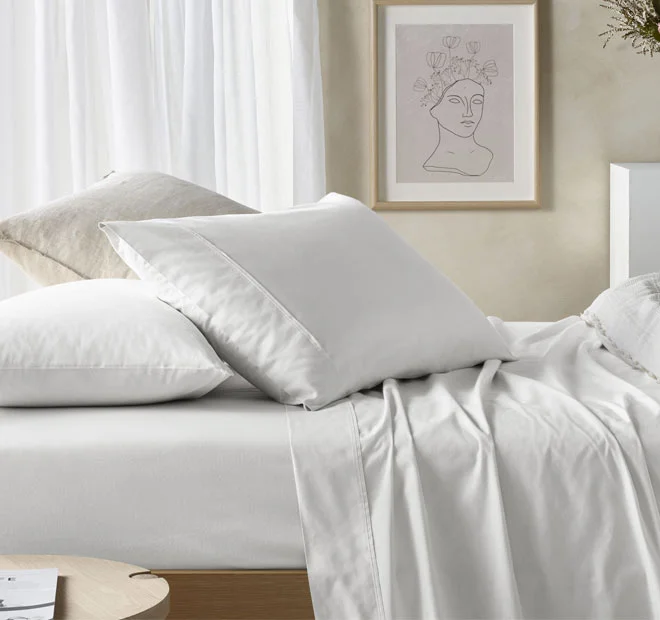 Twin - Size Sheet Sets with a Pillow ProtectorEucalyptus Cotton Sheet Set Range White Twin - Size Sheet Sets with a Pillow ProtectorEucalyptus Cotton Sheet Set Range White