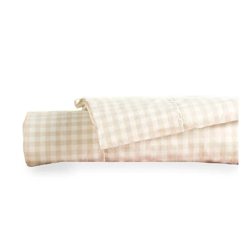 Wrinkle - Free Polyester Sheets for a Low - Maintenance BedQueen Gingham Cotton Percale Sheet Set - Natural Wrinkle - Free Polyester Sheets for a Low - Maintenance BedQueen Gingham Cotton Percale Sheet Set - Natural