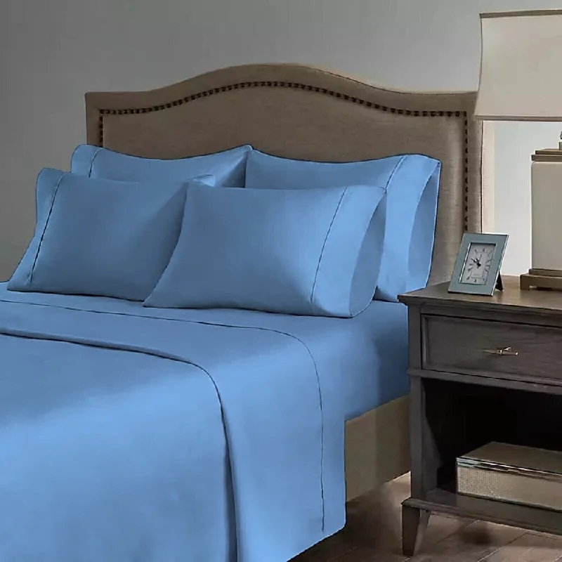 Queen - Size Sheet Sets with a European Pillowcase Set2200 Count 6 Pc Premium Bamboo Deep Pocket King Sheet Denim Queen - Size Sheet Sets with a European Pillowcase Set2200 Count 6 Pc Premium Bamboo Deep Pocket King Sheet Denim