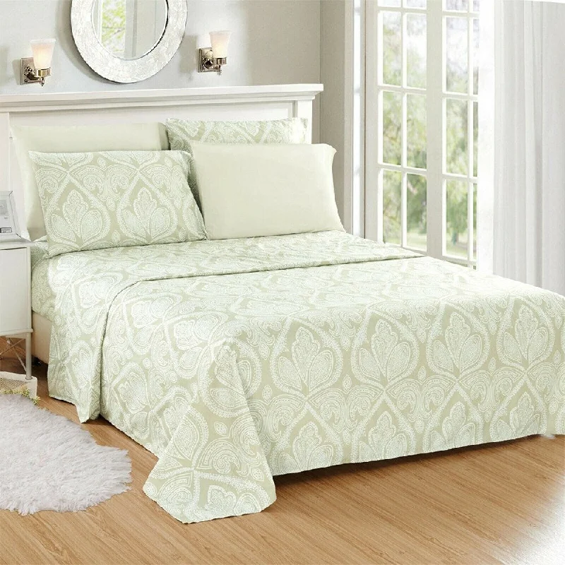 Polyester - Cotton Blend Sheets for Durability and ComfortLuxury 6 Piece Bed Sheet Set 1800 Count Paisley CalKing Ivory Polyester - Cotton Blend Sheets for Durability and ComfortLuxury 6 Piece Bed Sheet Set 1800 Count Paisley CalKing Ivory