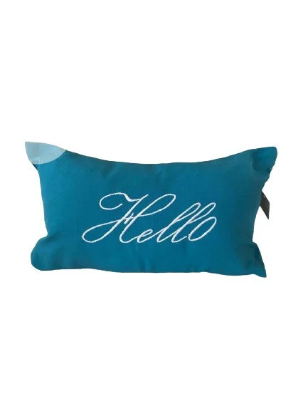 Plush Pillows for a Cozy BedTurquoise Hello Outdoor Pillows, Small Lumbar Outdoor Pillows Plush Pillows for a Cozy BedTurquoise Hello Outdoor Pillows, Small Lumbar Outdoor Pillows