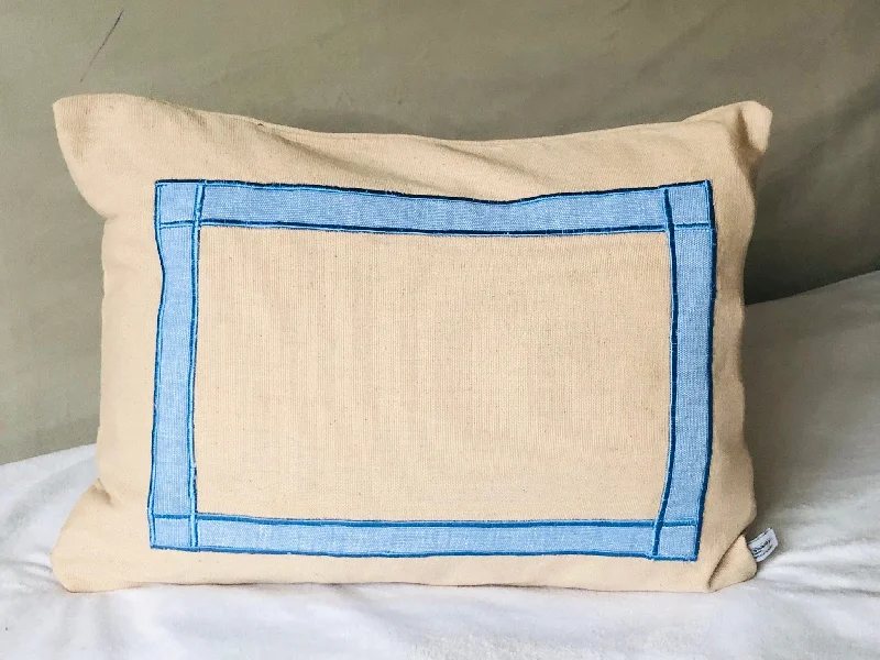 Memory Foam Pillows for Neck SupportBlue and Beige Throw pillows, Boho Trim Designer Cushion Cover by Snazzy Living Memory Foam Pillows for Neck SupportBlue and Beige Throw pillows, Boho Trim Designer Cushion Cover by Snazzy Living