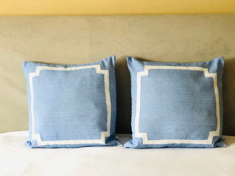 Plush Pillows for a Cozy BedBlue White Euro Pillows, Designer Bedroom Decor by Snazzy Living Plush Pillows for a Cozy BedBlue White Euro Pillows, Designer Bedroom Decor by Snazzy Living