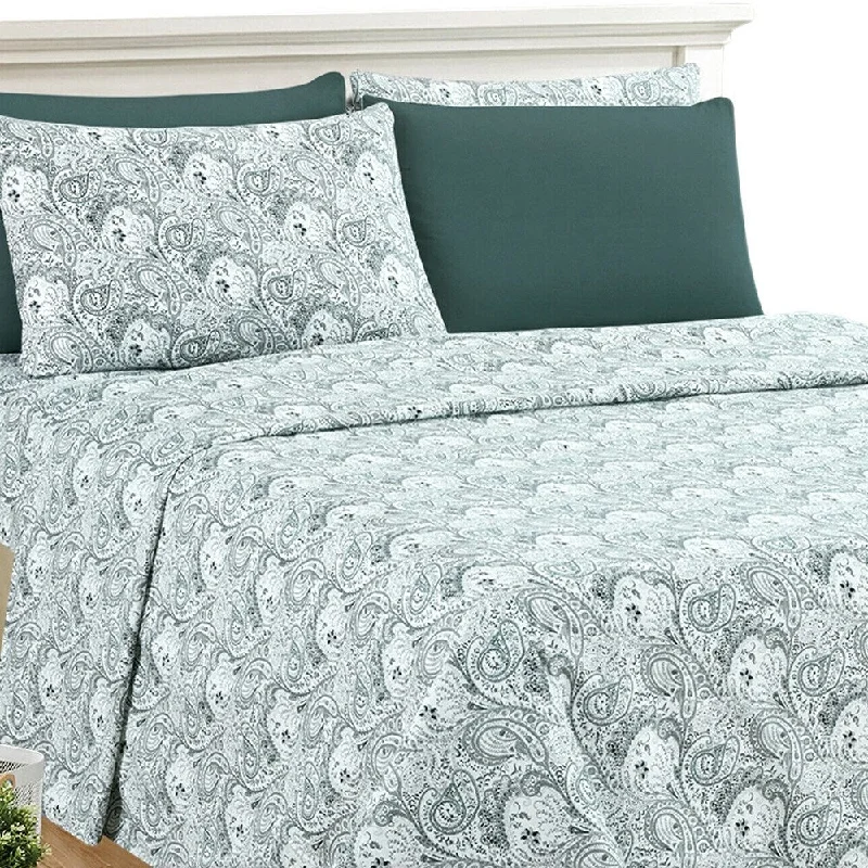 Jersey - Knit Sheets for a Comfortable and Casual BedLuxury 6 Piece Bed Sheet Set 1800 Count Paisley King White Grey Jersey - Knit Sheets for a Comfortable and Casual BedLuxury 6 Piece Bed Sheet Set 1800 Count Paisley King White Grey