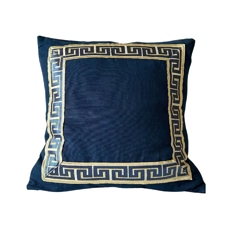 Velvet Pillows for a Touch of EleganceNavy Blue Greek Key Throw Pillow Covers, Greek Key Geometric Trim Modern Euro shams, Velvet Pillows for a Touch of EleganceNavy Blue Greek Key Throw Pillow Covers, Greek Key Geometric Trim Modern Euro shams,