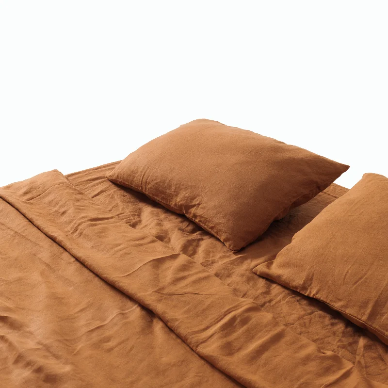 Hypoallergenic Silk Sheets for Sensitive SleepersCinnamon Linen Sheet Set (4 pcs)