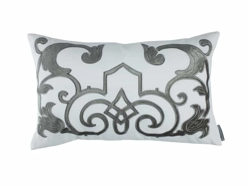 Travel Pillows for Long JourneysMozart White & Silver Lumbar Pillow by Lili Alessandra Travel Pillows for Long JourneysMozart White & Silver Lumbar Pillow by Lili Alessandra