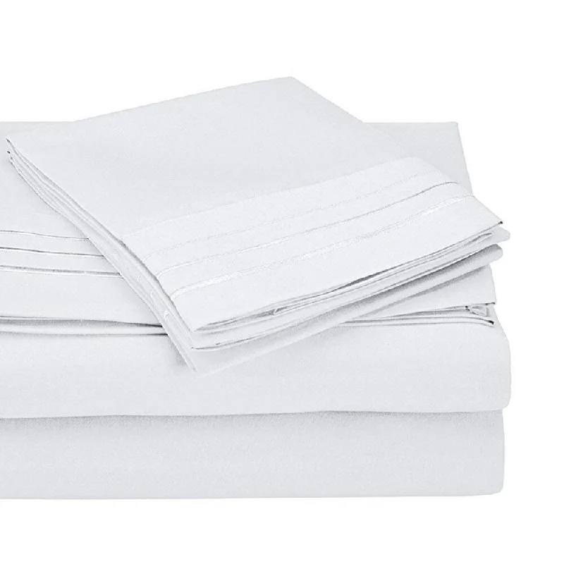 Queen - Size Sheet Sets with a European Pillowcase SetKotter Home 3000 Series 3-Line Embroidered Bed Sheet Set Queen - Size Sheet Sets with a European Pillowcase SetKotter Home 3000 Series 3-Line Embroidered Bed Sheet Set