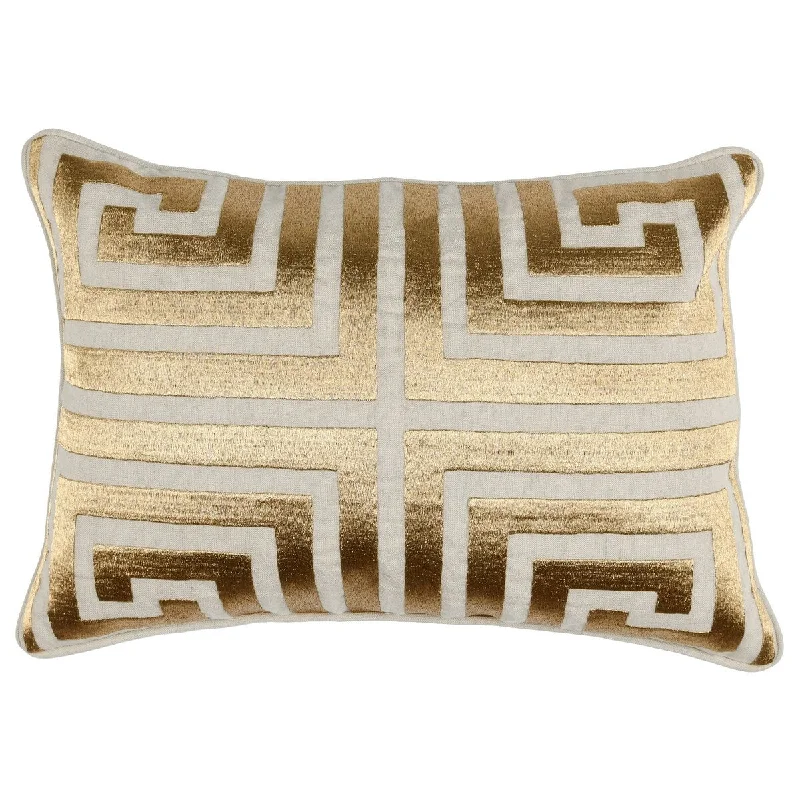 Hypoallergenic Pillows for Allergy Sufferers14 x 20 Lumbar Accent Throw Pillow, Greek Pattern, Metallic Gold White - Ivory Hypoallergenic Pillows for Allergy Sufferers14 x 20 Lumbar Accent Throw Pillow, Greek Pattern, Metallic Gold White - Ivory