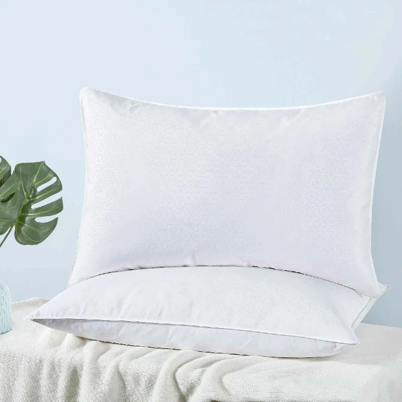 Silk Pillows for Smooth Skin and Hair2 Pack Goose Feather Down Pillows Honeycomb Pattern for Back&Side Sleepers - White Silk Pillows for Smooth Skin and Hair2 Pack Goose Feather Down Pillows Honeycomb Pattern for Back&Side Sleepers - White