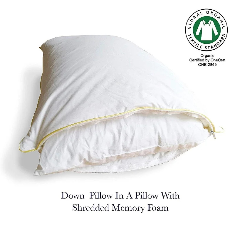 Orthopedic Pillows for Back Pain ReliefOrganic Cotton Down Pillow in a Pillow Shredded Memory Foam 20" X 30" Orthopedic Pillows for Back Pain ReliefOrganic Cotton Down Pillow in a Pillow Shredded Memory Foam 20" X 30"