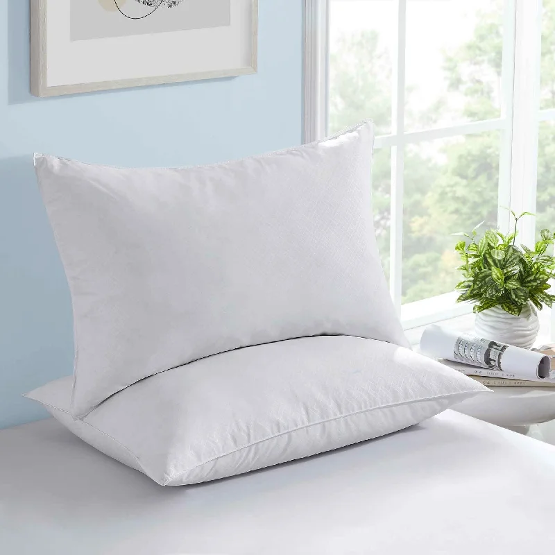 Round Pillows for Boho-Style Interiors2 Pack Goose Feather Down Pillows Basket Pattern Back & Side Sleepers - White Round Pillows for Boho-Style Interiors2 Pack Goose Feather Down Pillows Basket Pattern Back & Side Sleepers - White