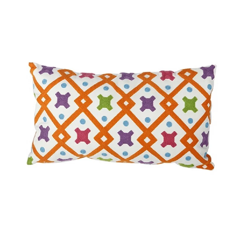 Cooling Pillows for Hot Sleepers24 X 13 Inch Cotton Pillow with Trellis Pattern Embroidery, Set of 2, Multicolor Cooling Pillows for Hot Sleepers24 X 13 Inch Cotton Pillow with Trellis Pattern Embroidery, Set of 2, Multicolor