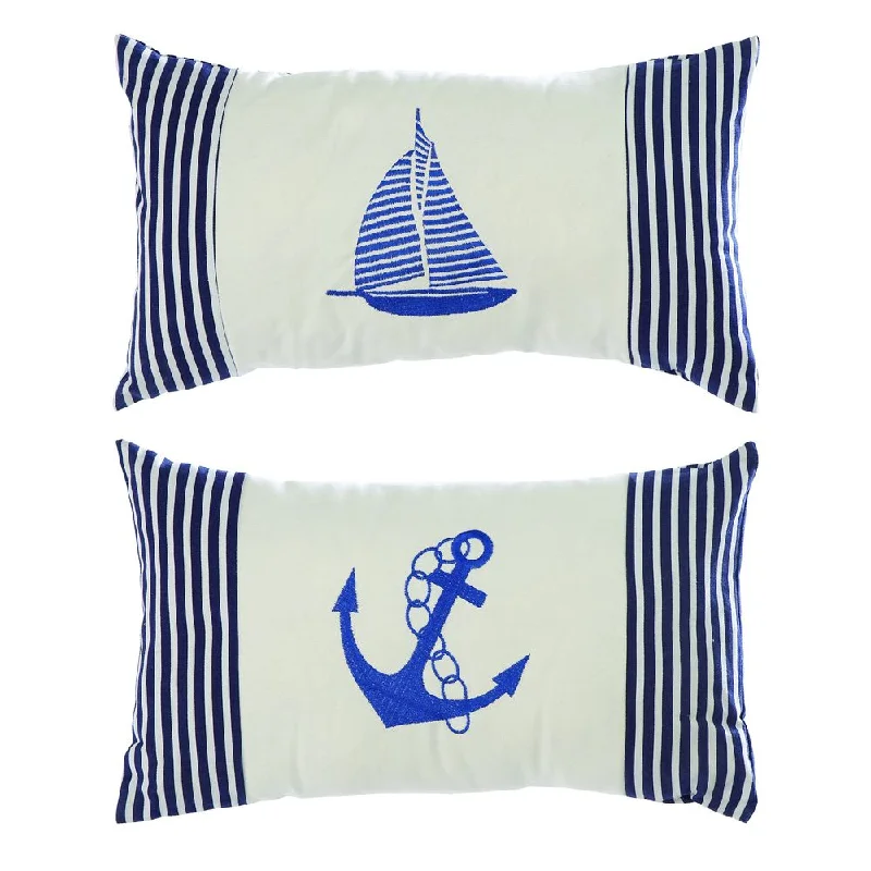 Square Pillows for Modern Home DecorNautical Blue/ White Linen Decorative Throw Pillows (Set of 2) Square Pillows for Modern Home DecorNautical Blue/ White Linen Decorative Throw Pillows (Set of 2)