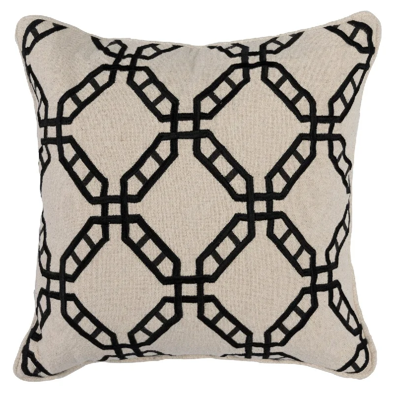 Silk Pillows for Smooth Skin and HairFabric Throw Pillow with Embroidered Geometric Pattern, Cream Silk Pillows for Smooth Skin and HairFabric Throw Pillow with Embroidered Geometric Pattern, Cream