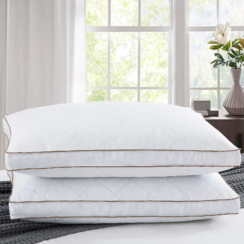 Velvet Pillows for a Touch of Elegance2 Pack Goose Feather Down Bed Pillow with Gusset - White Velvet Pillows for a Touch of Elegance2 Pack Goose Feather Down Bed Pillow with Gusset - White