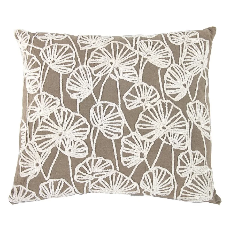 Lumbar Support Pillows for Car Seats20 x 18 Inch Cotton Pillow with Floral Embroidery, Set of 2, White and Gray Lumbar Support Pillows for Car Seats20 x 18 Inch Cotton Pillow with Floral Embroidery, Set of 2, White and Gray