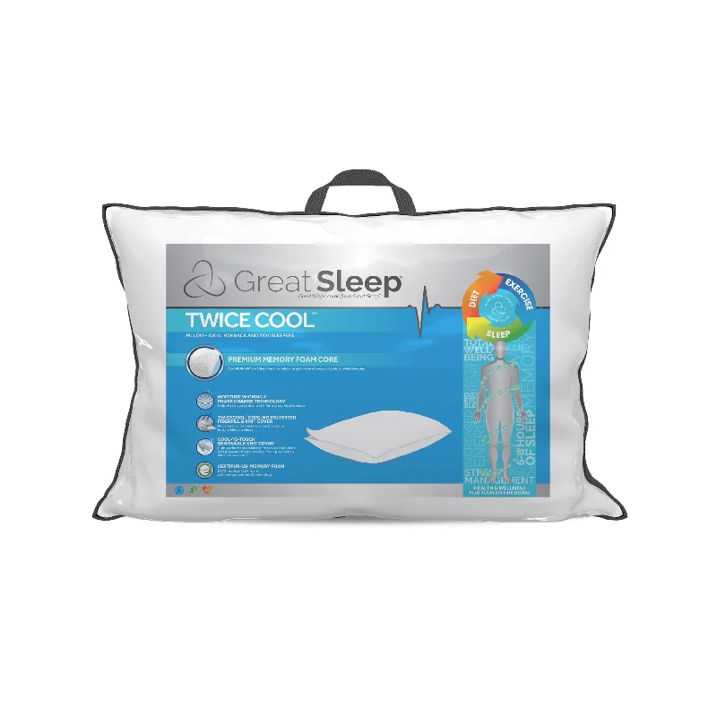 Square Pillows for Modern Home DecorGreat Sleep TWICE COOL Memory Foam Core Pillow - White Square Pillows for Modern Home DecorGreat Sleep TWICE COOL Memory Foam Core Pillow - White
