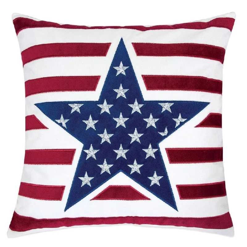 Travel Pillows for Long Journeys20 X 20 Inches US Flag Embroidered Velvet Accent Pillow, Set of 2, Multicolor