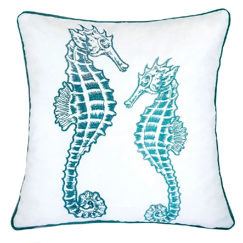 Memory Foam Pillows for Neck Support20 X 20 Inches Accent Pillow with Seahorses Embroidery, Set of 2, Teal Blue and White Memory Foam Pillows for Neck Support20 X 20 Inches Accent Pillow with Seahorses Embroidery, Set of 2, Teal Blue and White